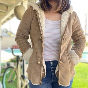 Faux suede shearling jacket